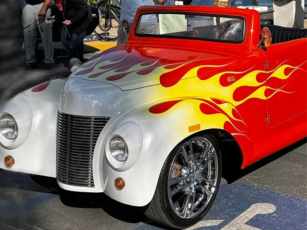 Red 39 Roadster with White and Yellow Flames